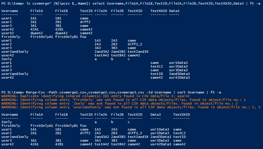 Example of merging three files